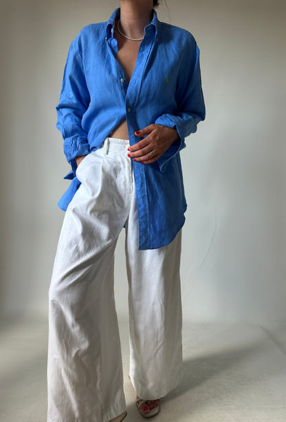 RALPH LAUREN blue linen shirt