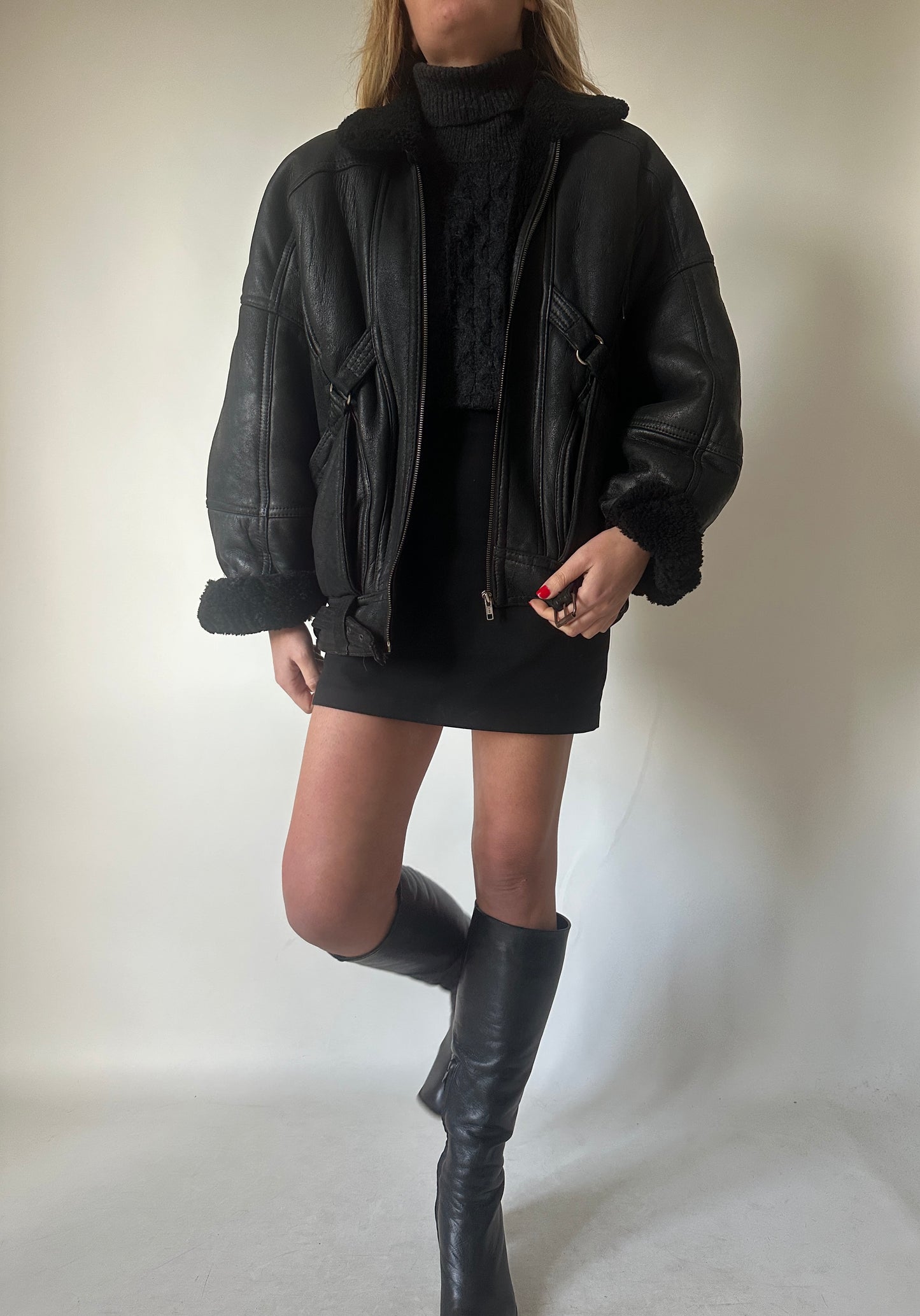 Perfect black petite Shearling