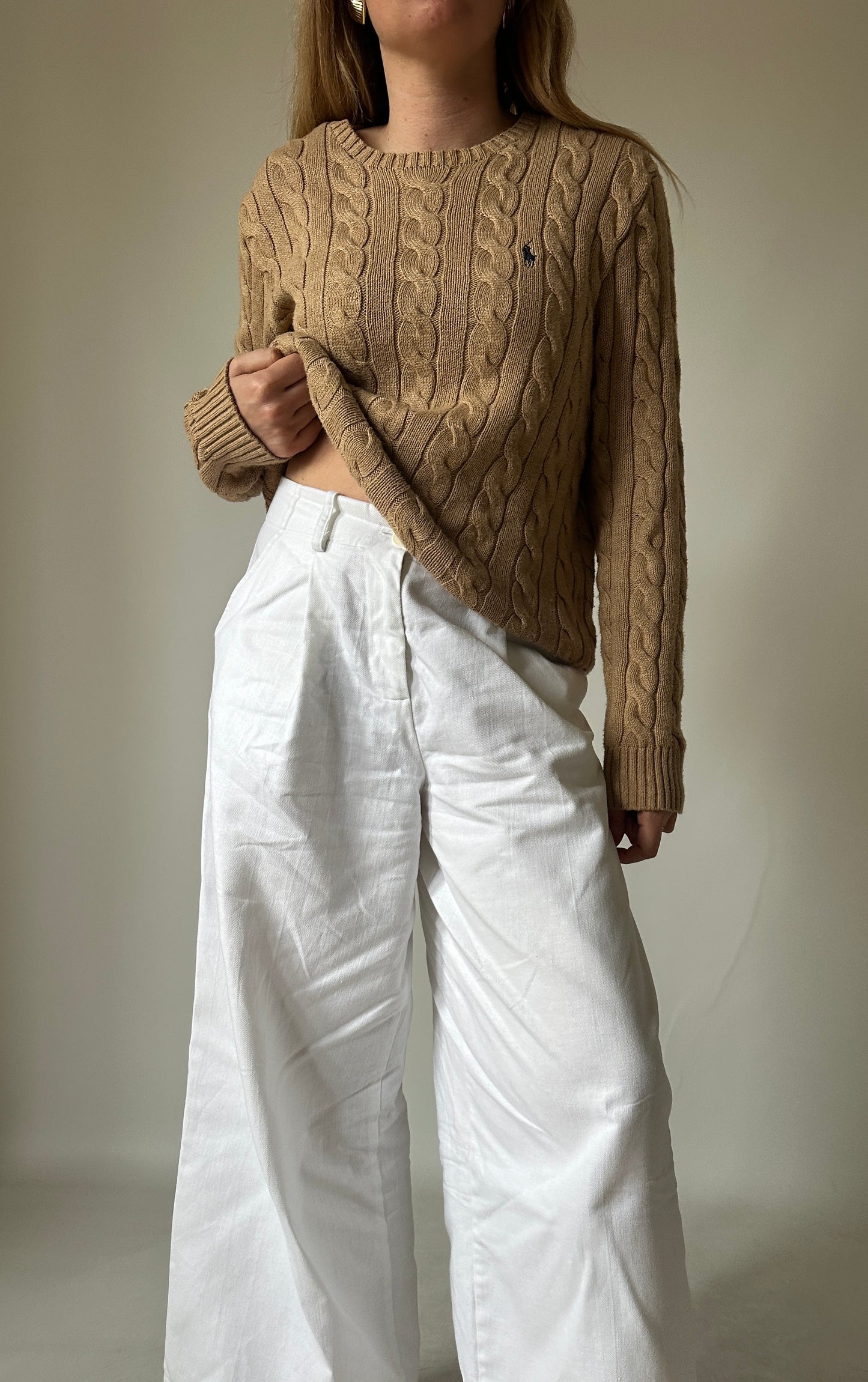 RALPH LAUREN camel cable-knit sweater