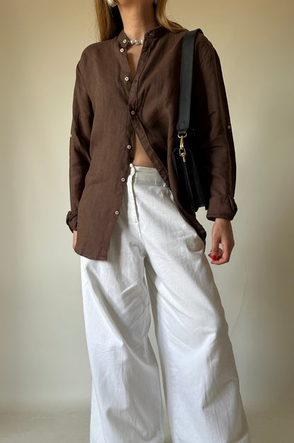 Chocolate 100% linen shirt