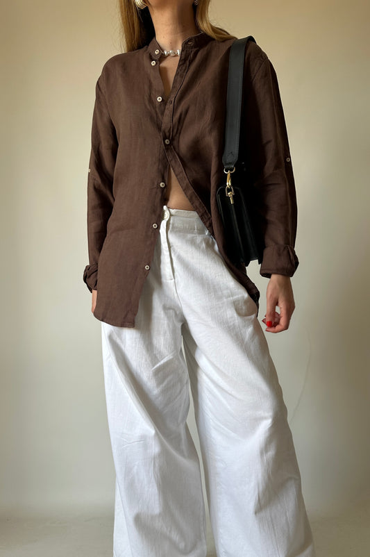 Chocolate 100% linen shirt