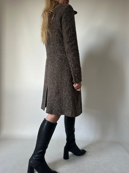 Chocolate herringbone petite coat