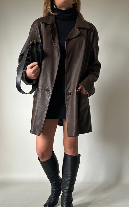 Dark chocolate real leather jacket