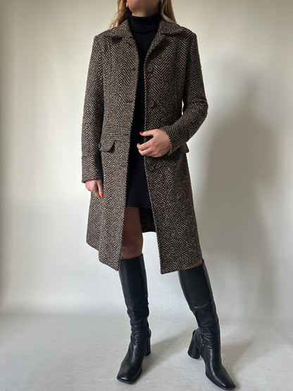 Chocolate herringbone petite coat