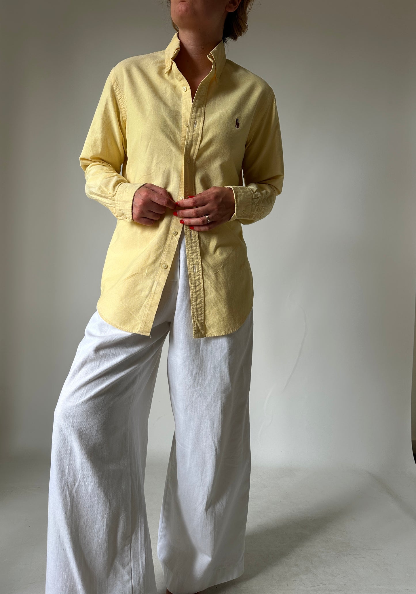 RALPH LAUREN butter yellow petite shirt