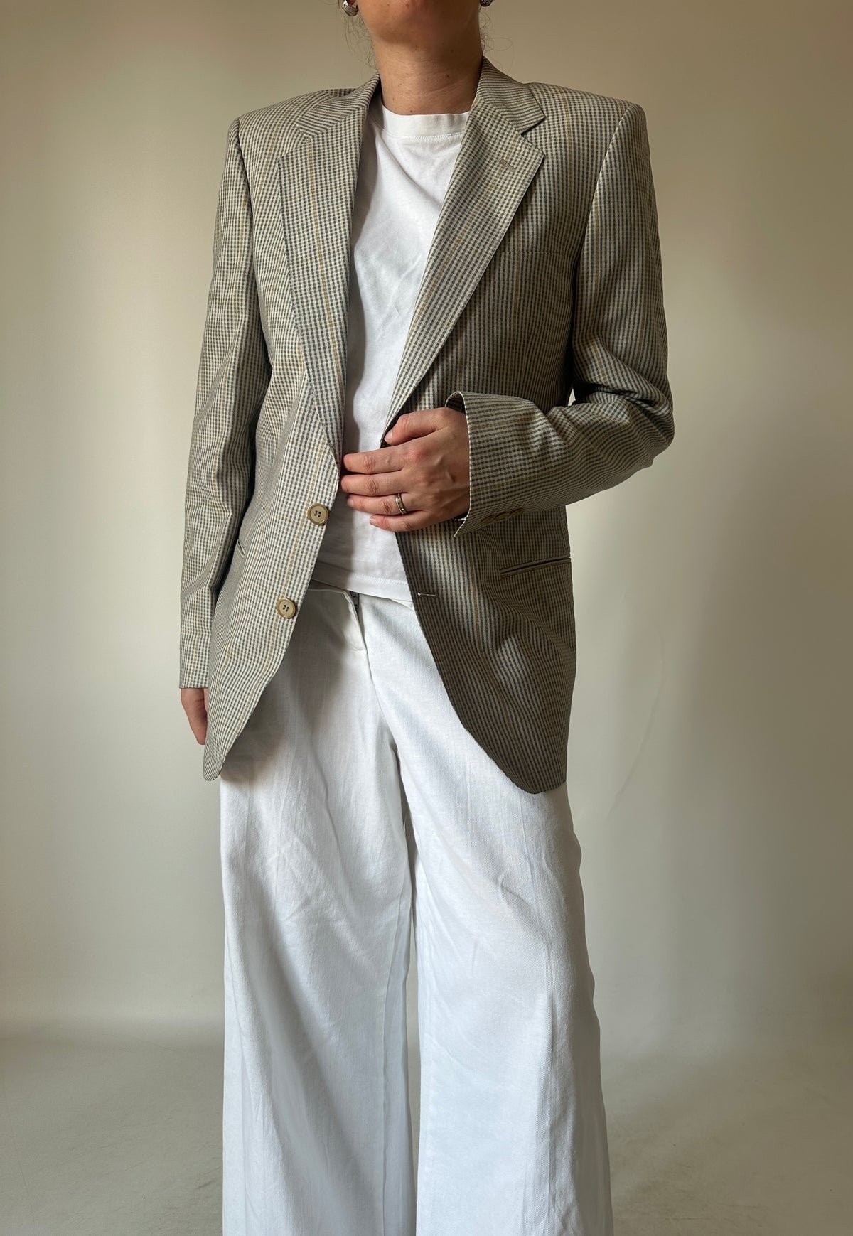 Prince of Wales beige petite blazer