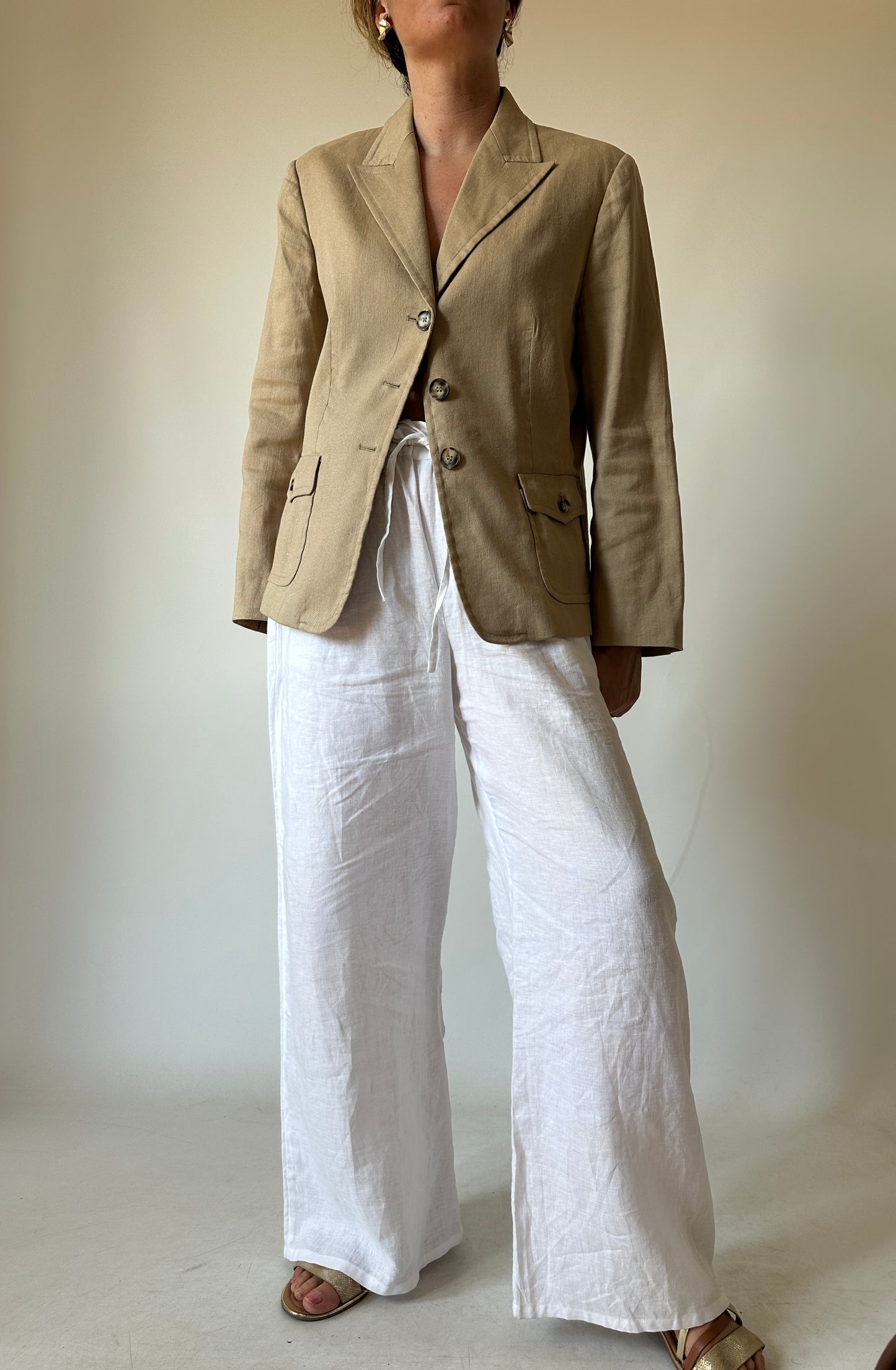 Minimal linen and cotton blazer
