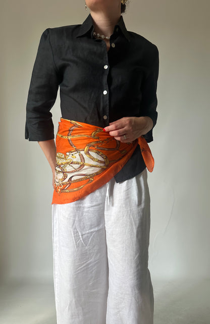 Foulard catene arancio pura seta