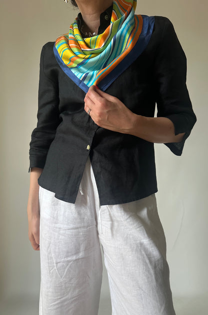 Foulard righe multicolor pura seta
