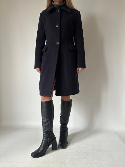 100% wool navy slim coat