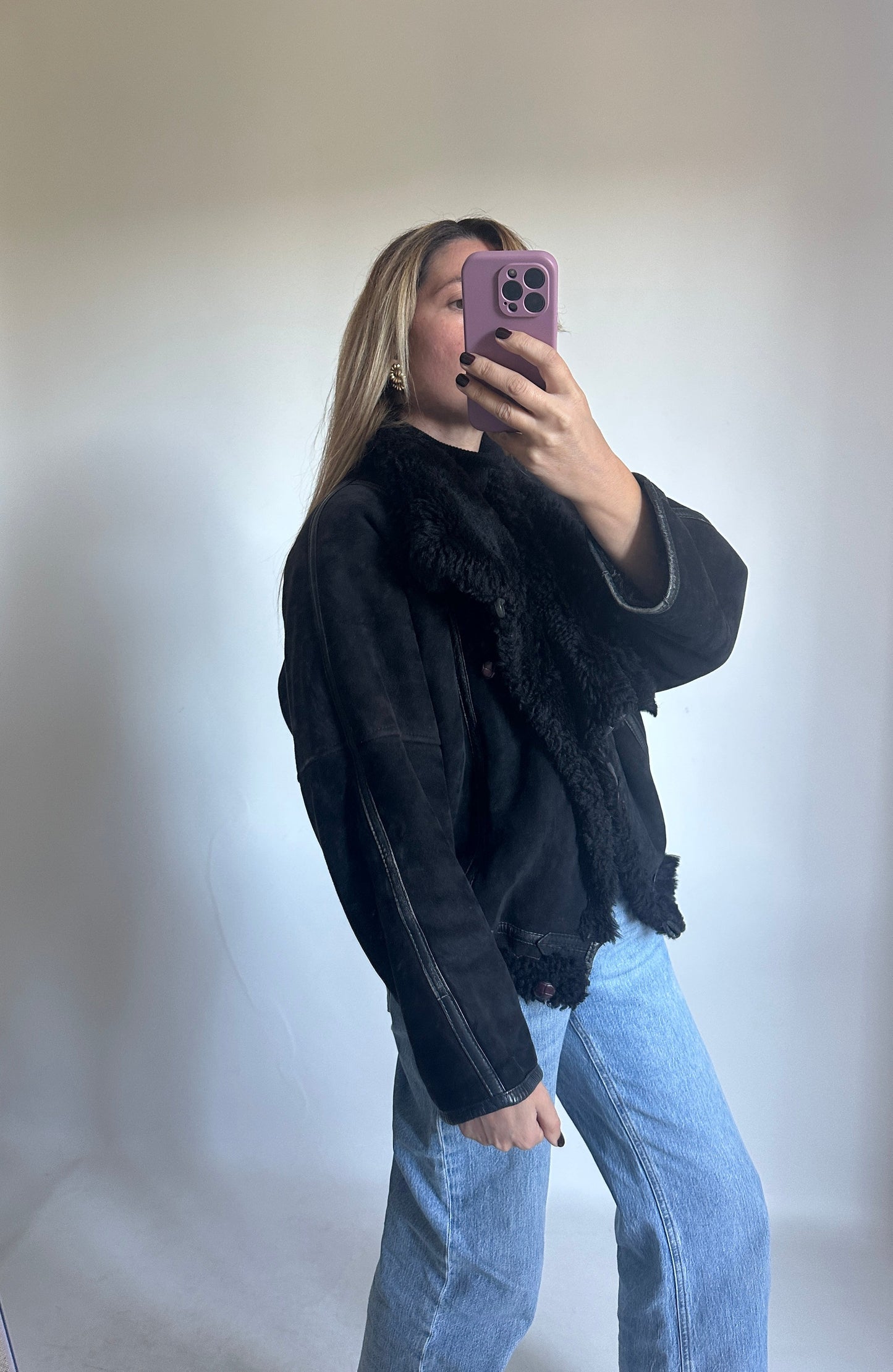 Petite black Shearling