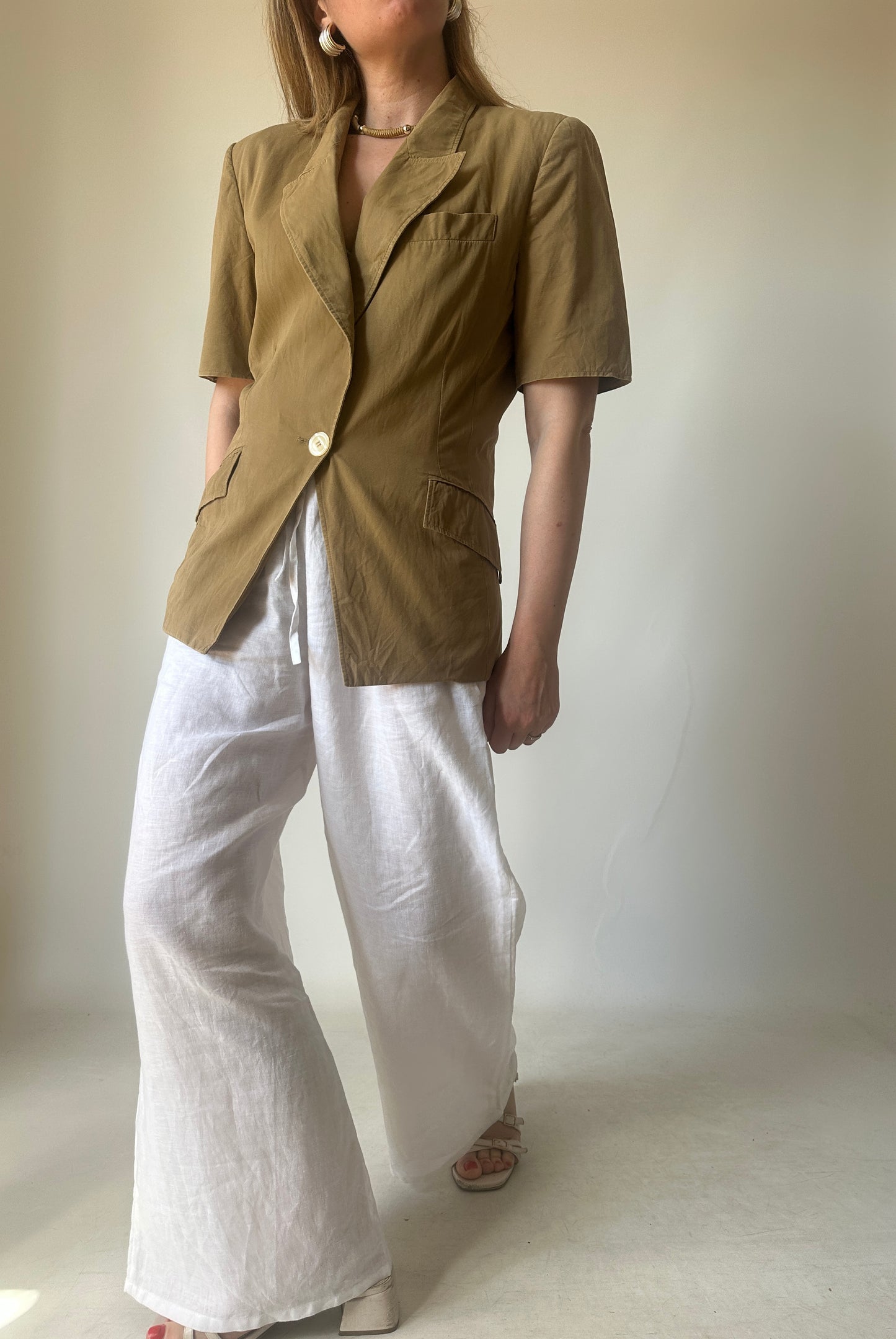 MARELLA camel cotton slim blazer