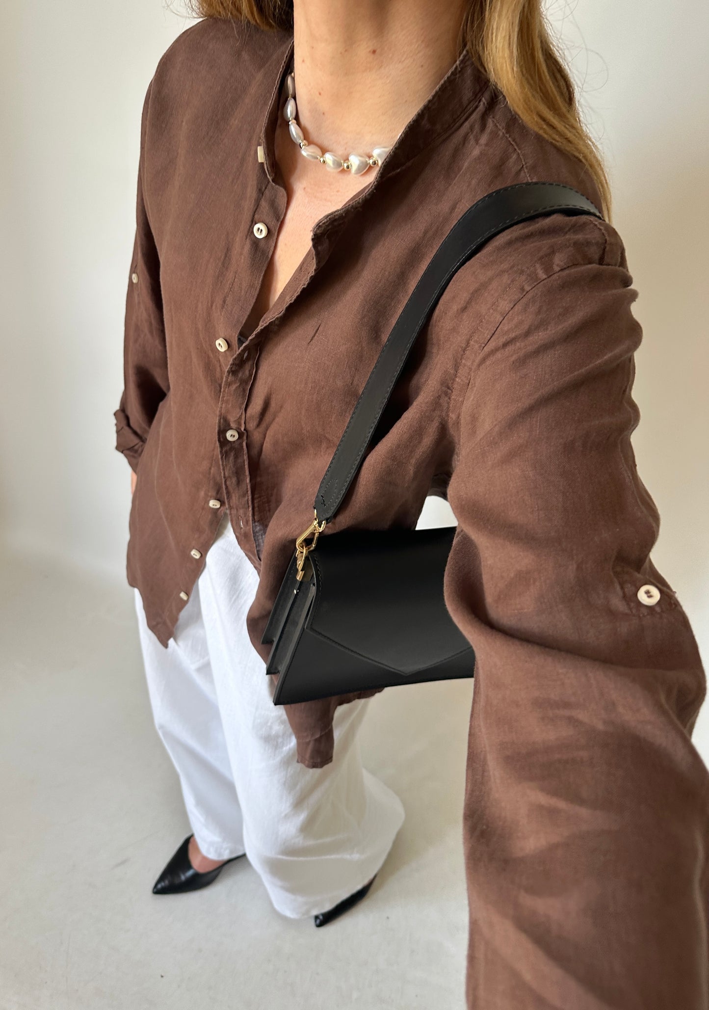 Chocolate 100% linen shirt