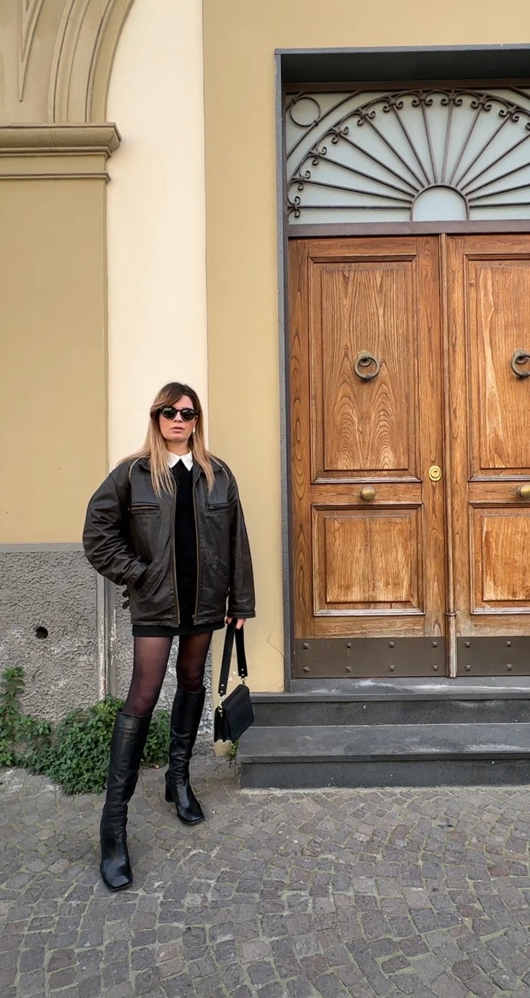 Chocolate distressed leather biker
