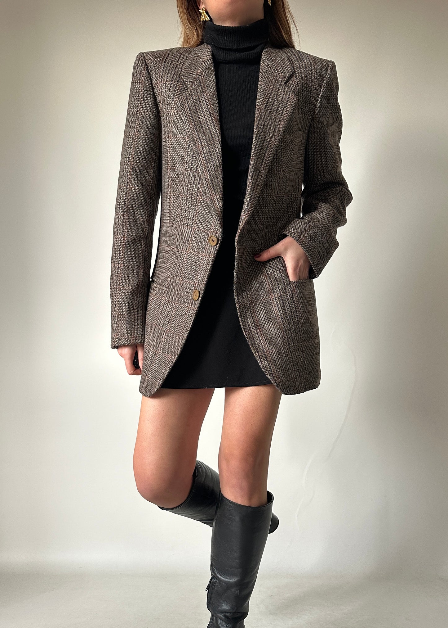 Pied de poule wool slim blazer