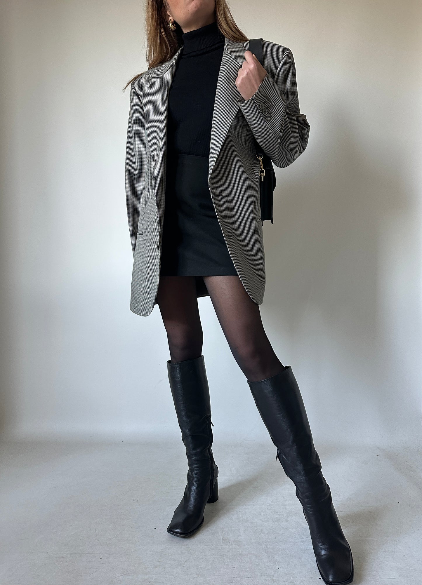 Pied de poule green oversize blazer