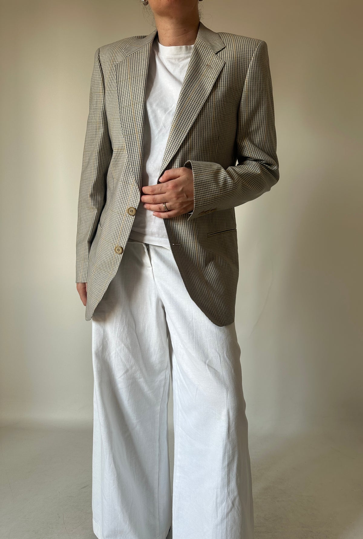 Prince of Wales beige petite blazer