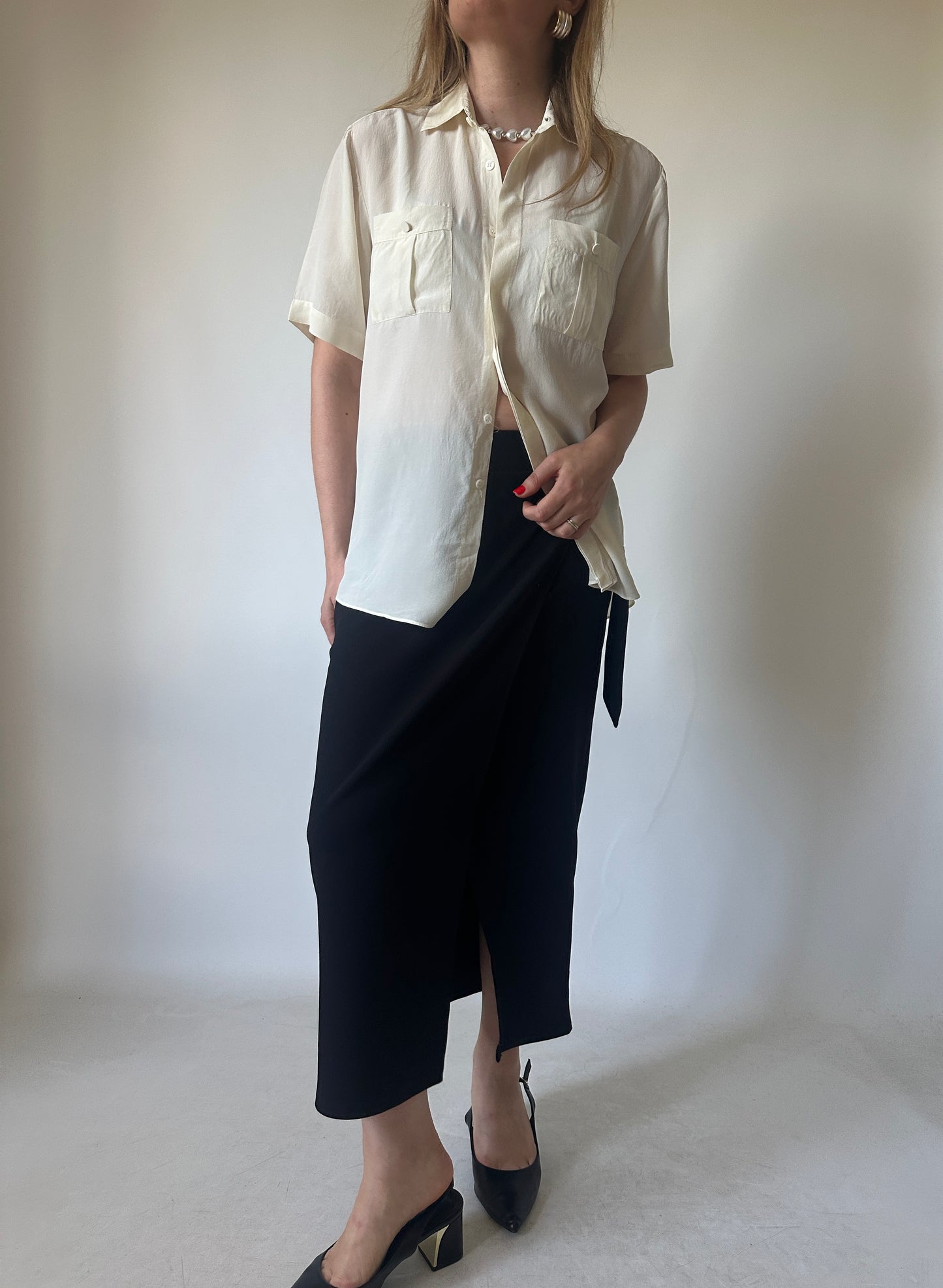 Cream pure silk shirt