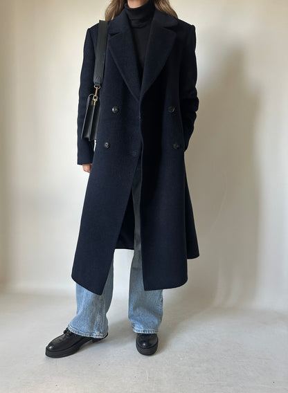 Tailored double-breast wool navy coat