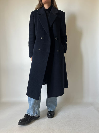 Tailored double-breast wool navy coat