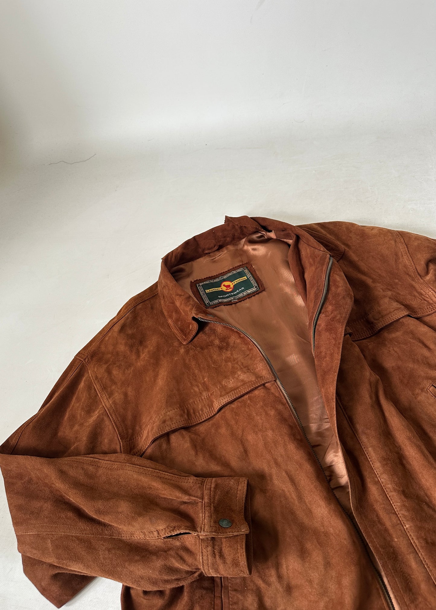 Dark brown suede bomber