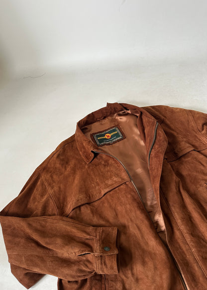Dark brown suede bomber
