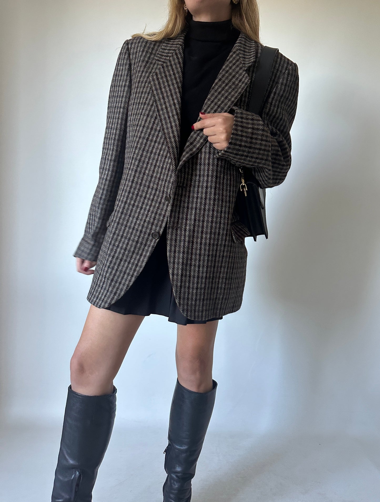 Pied de poule virgin wool brown blazer