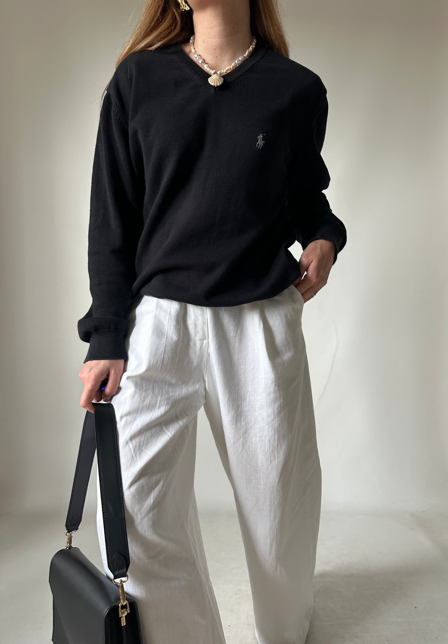 RALPH LAUREN black cotton sweater