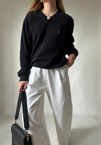 RALPH LAUREN black cotton sweater