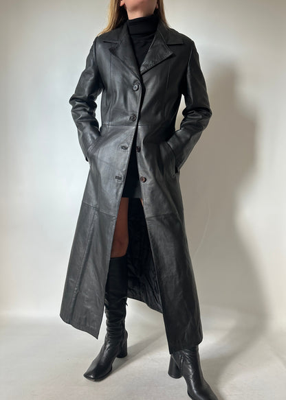 Iconic extra long leather trench