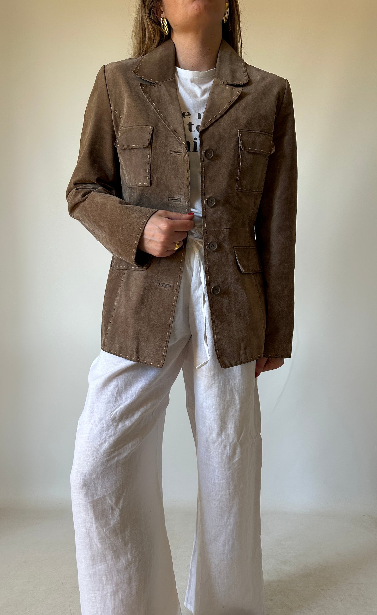 Suede slim utility jacket