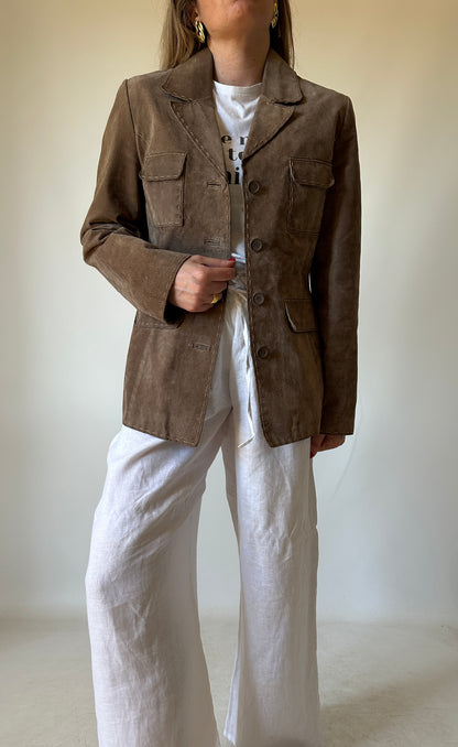 Suede slim utility jacket