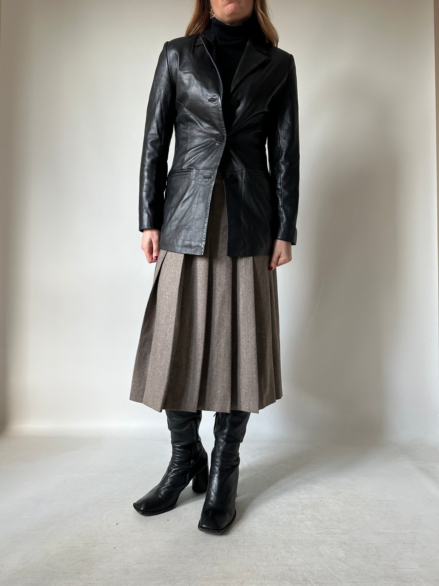 Nappa leather slim jacket