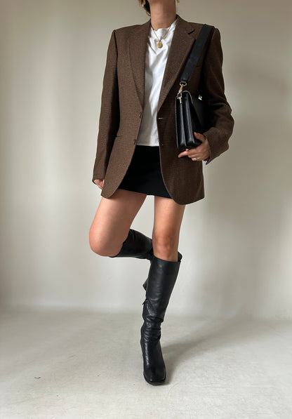Chocolate wool petite blazer