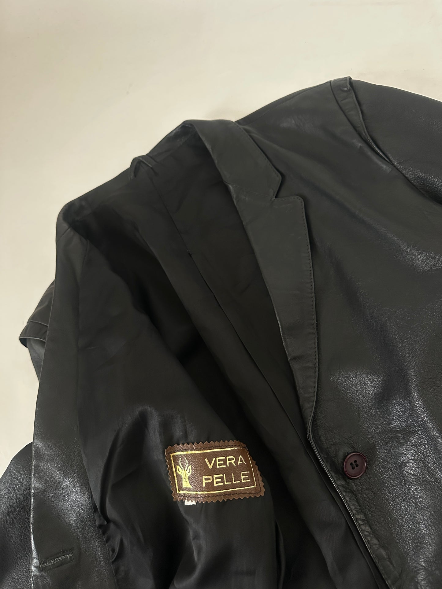 Petite leather jacket with belt