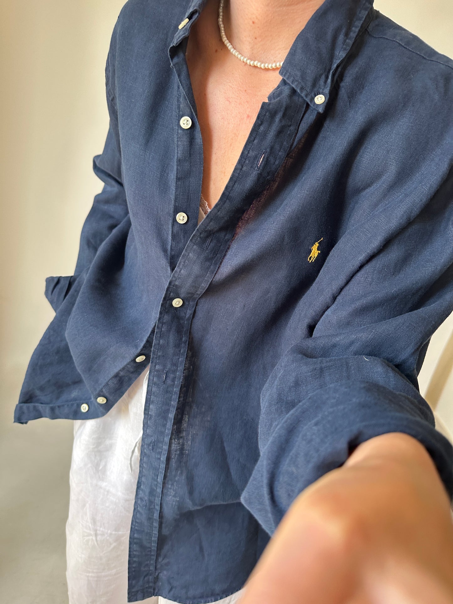 RALPH LAUREN navy linen shirt