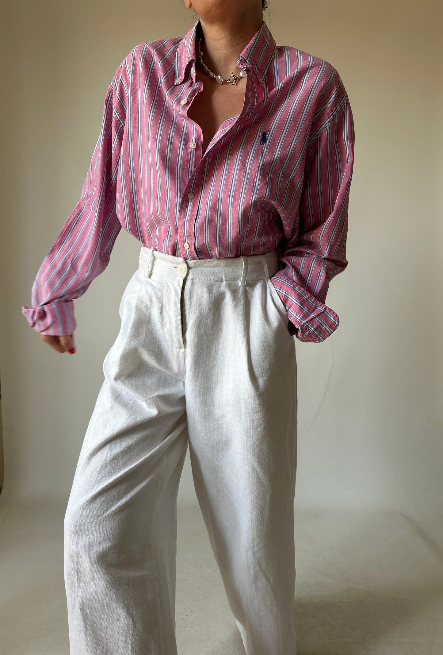RALPH LAUREN striped pink shirt