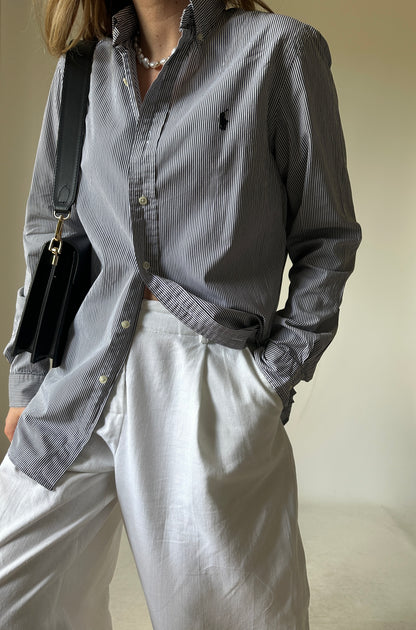 RALPH LAUREN black striped petite shirt
