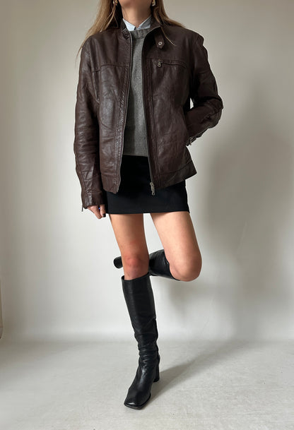 Beautiful chocolate leather biker