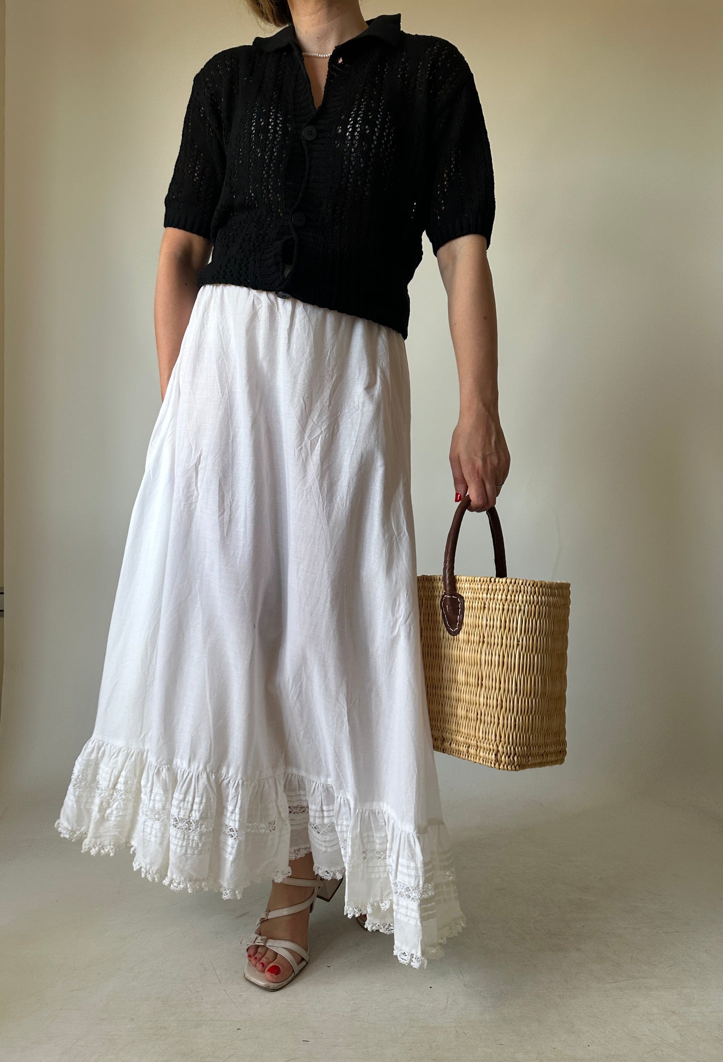 LAURA ASHLEY white cotton skirt
