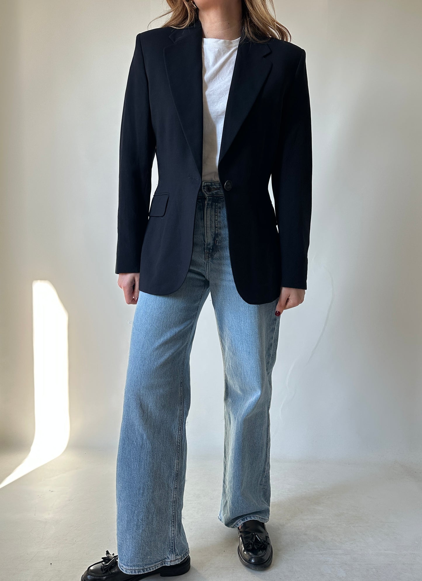 Pure wool slim black blazer