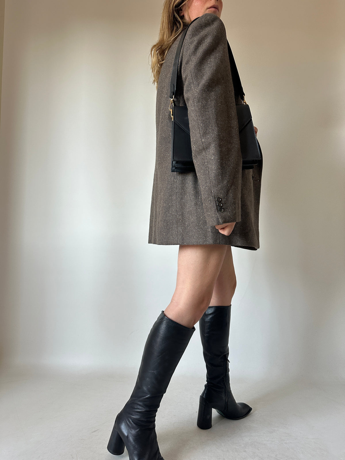 Chocolate herringbone blazer