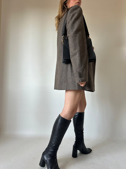 Chocolate herringbone blazer