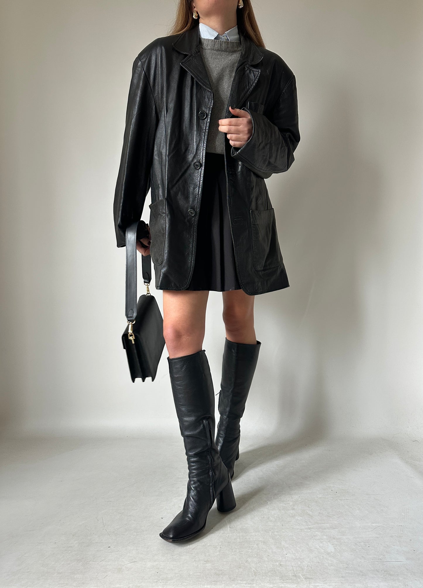 Minimal spring leather jacket