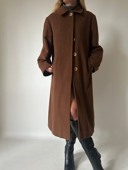 Long chocolate wool and cachemire coat