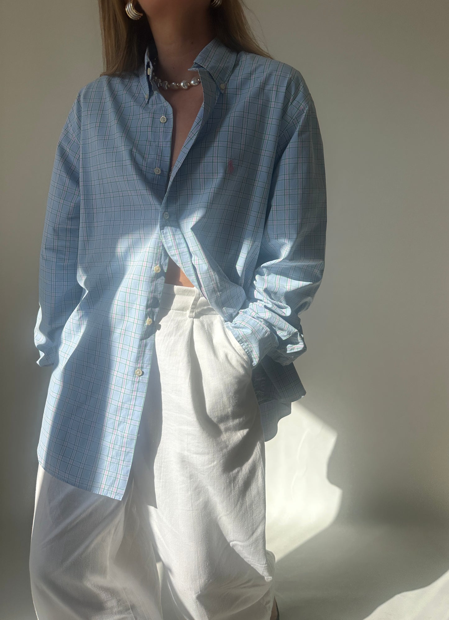 RALPH LAUREN pink and blue shirt