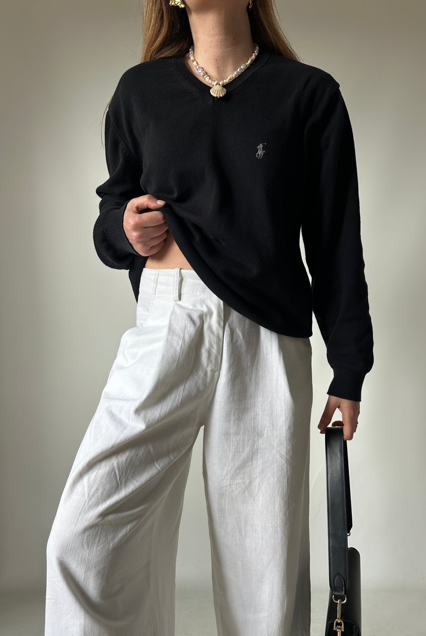 RALPH LAUREN black cotton sweater