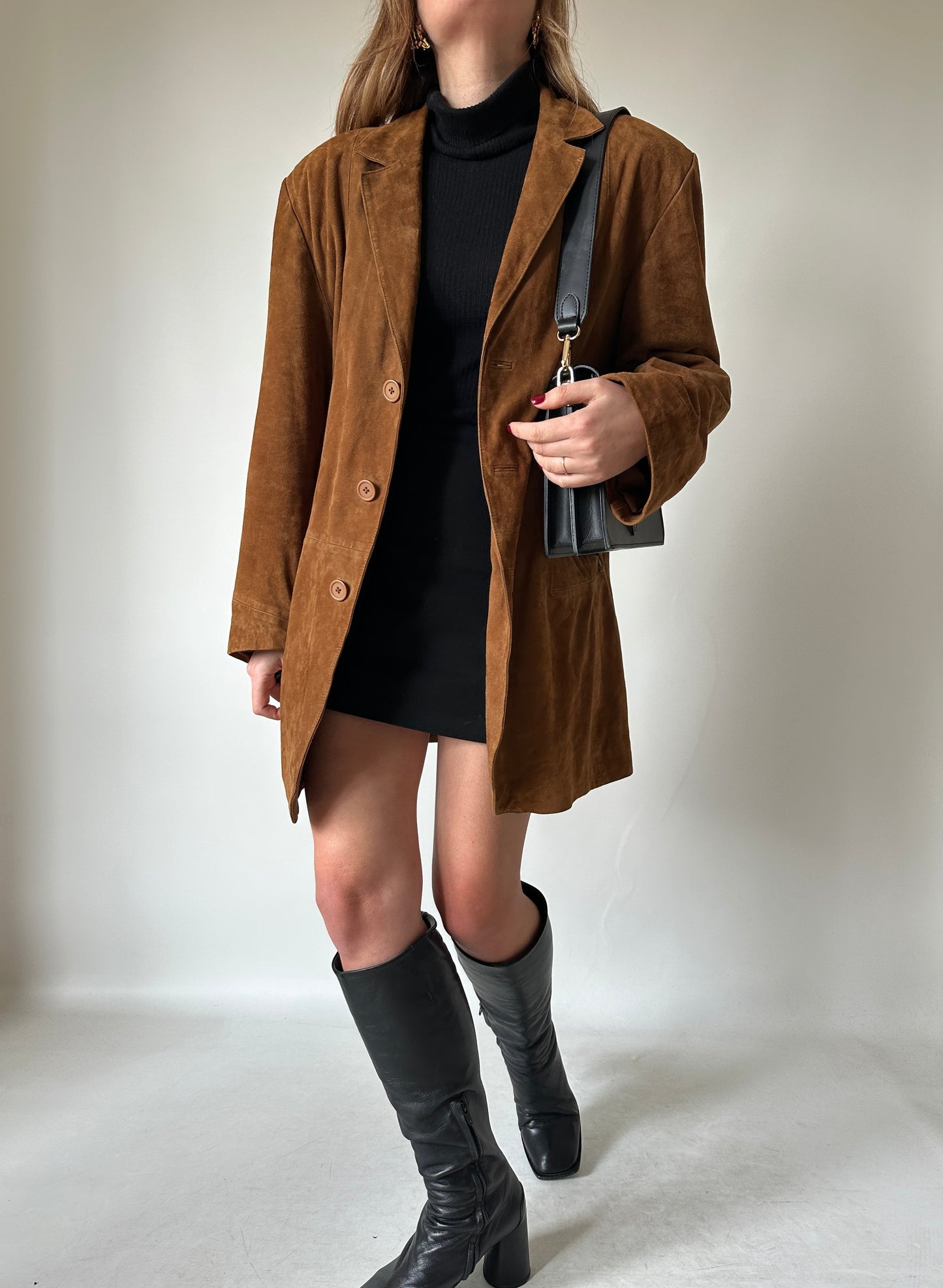 Brown real leather suede jacket