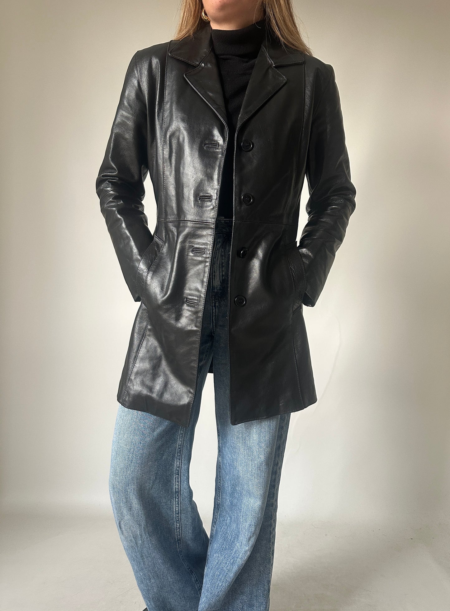 Beautiful leather slim jacket