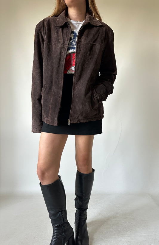 Chocolate suede petite jacket